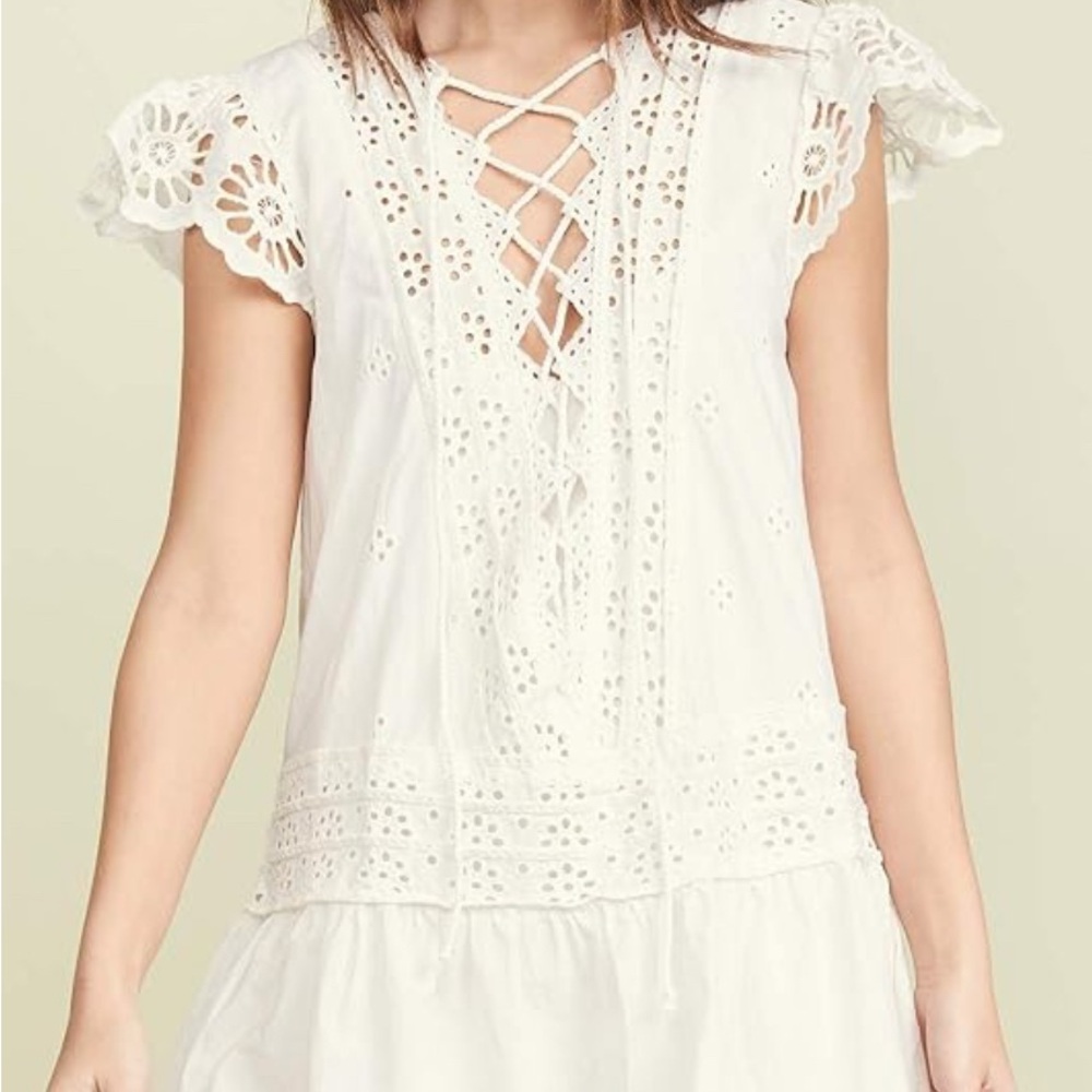 Free people White Eyelet Lace-Up dress